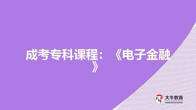 成考?？普n程：《電子金融》