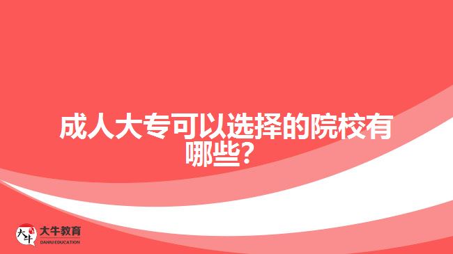 成人大專可以選擇的院校有哪些？