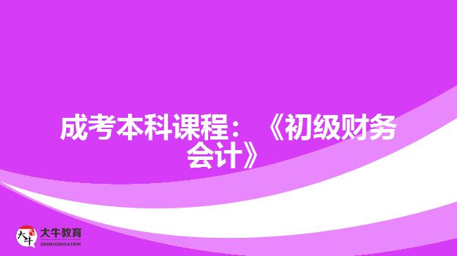 成考本科課程初級財務(wù)會計