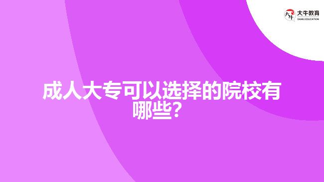 成人大專可以選擇的院校有哪些？