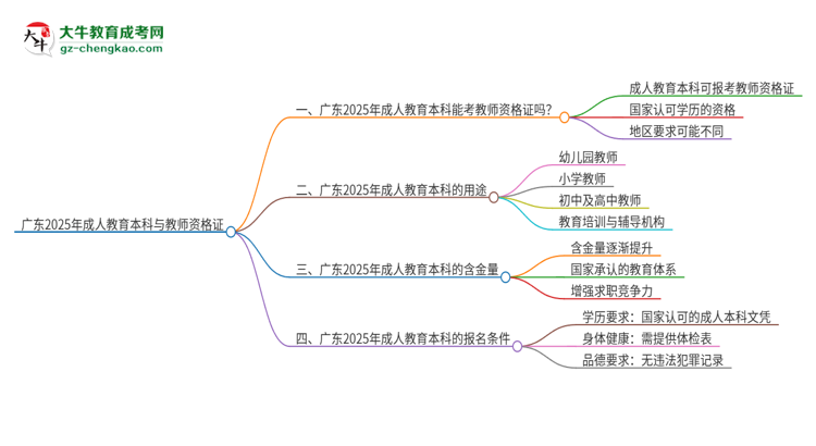 廣東2025年成人教育本科能考教師資格證嗎？思維導(dǎo)圖