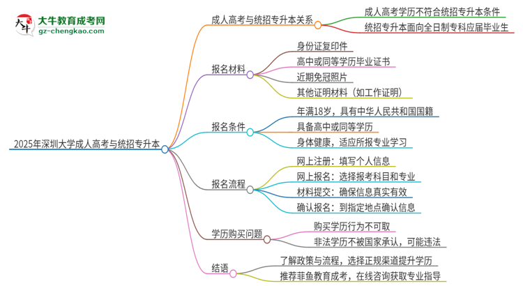 2025年深圳大學(xué)考完成人高考還能參加統(tǒng)招專升本嗎？思維導(dǎo)圖