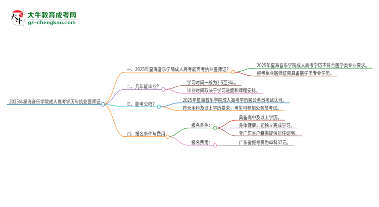 2025年星海音樂學(xué)院的成人高考學(xué)歷能報考執(zhí)業(yè)醫(yī)師證嗎？思維導(dǎo)圖