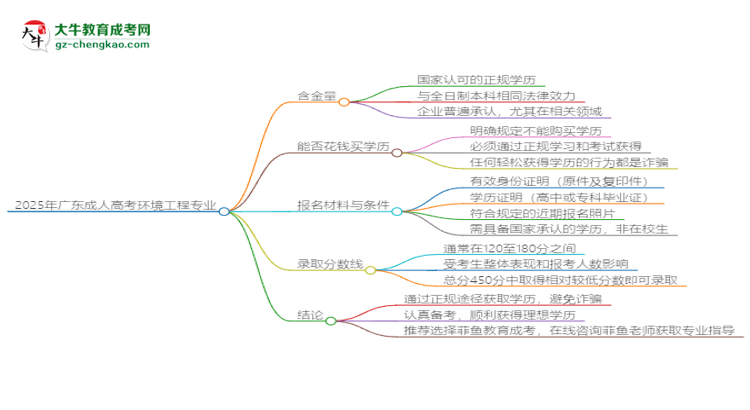 2025年廣東成人高考環(huán)境工程專業(yè)學歷花錢能買到嗎？思維導圖