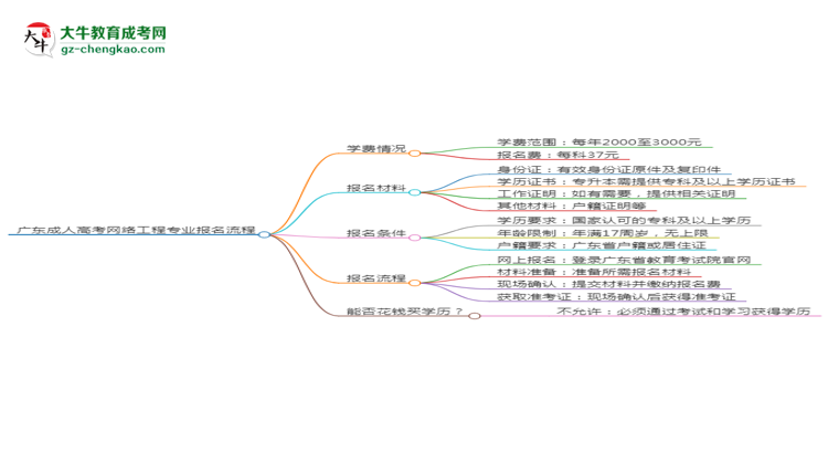 廣東成人高考網(wǎng)絡(luò)工程專業(yè)2025年報(bào)名流程思維導(dǎo)圖
