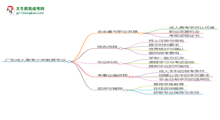 廣東成人高考小學教育專業(yè)2025年要考學位英語嗎？思維導圖