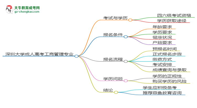 深圳大學(xué)2025年成考工商管理專業(yè)生可不可以考四六級(jí)？思維導(dǎo)圖