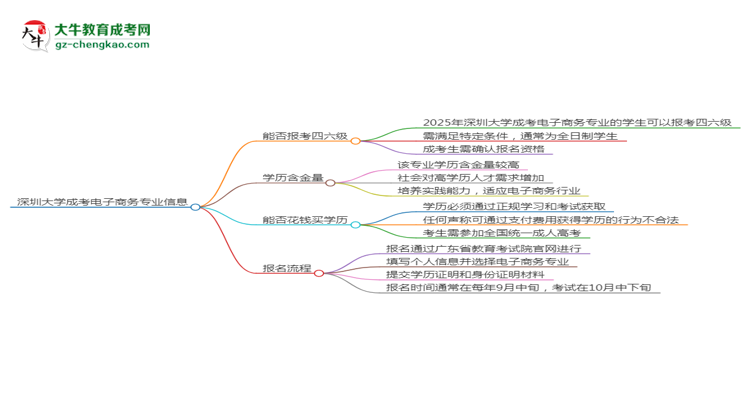 深圳大學(xué)2025年成考電子商務(wù)專業(yè)生可不可以考四六級(jí)？思維導(dǎo)圖