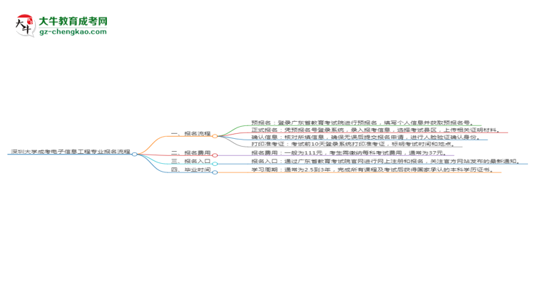 深圳大學(xué)成考電子信息工程專(zhuān)業(yè)2025年報(bào)名流程思維導(dǎo)圖