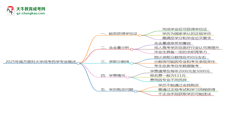 2025年南方醫(yī)科大學(xué)成考藥學(xué)專(zhuān)業(yè)能拿學(xué)位證嗎？思維導(dǎo)圖