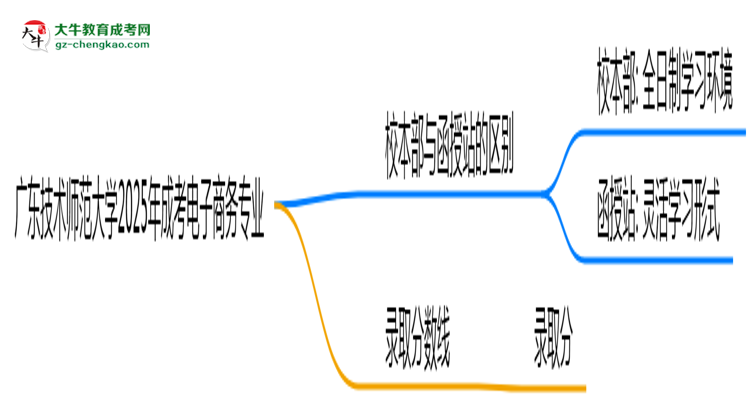 廣東技術(shù)師范大學(xué)2025年成考電子商務(wù)專業(yè)校本部和函授站哪個更好？思維導(dǎo)圖