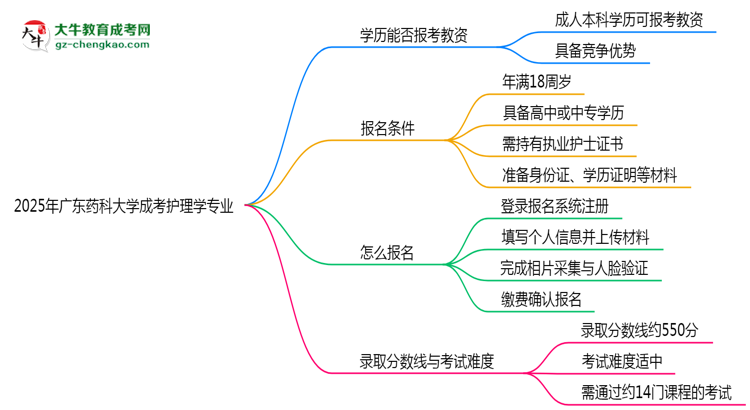 2025年廣東藥科大學(xué)成考護理學(xué)專業(yè)學(xué)歷能報考教資嗎？思維導(dǎo)圖