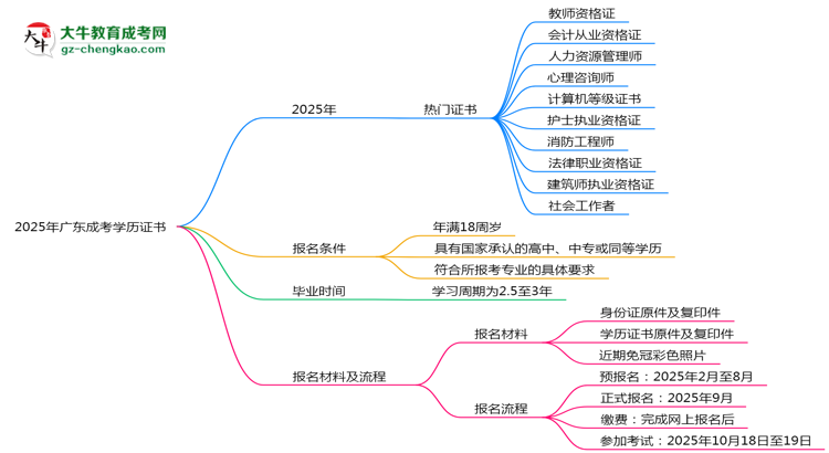 2025年廣東成考學(xué)歷能考哪些證？十大熱門(mén)證書(shū)盤(pán)點(diǎn)思維導(dǎo)圖