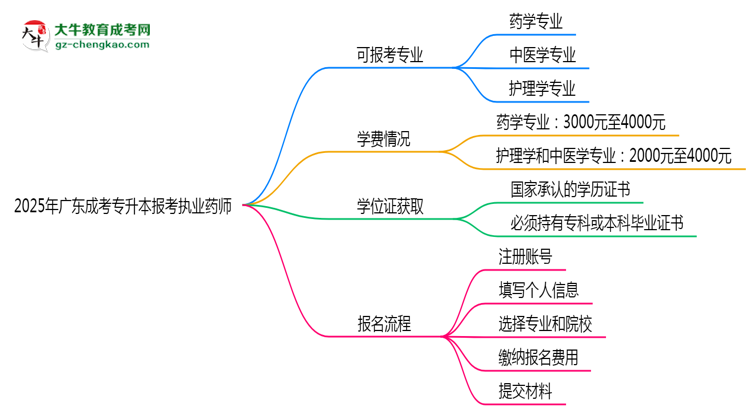 2025年廣東成考專升本哪些專業(yè)可報(bào)考執(zhí)業(yè)藥師？思維導(dǎo)圖