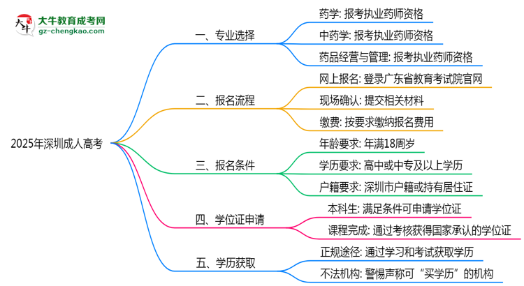 2025年深圳成人高考哪些專業(yè)可考執(zhí)業(yè)藥師資格？思維導(dǎo)圖