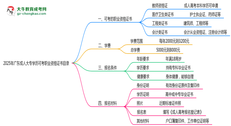 2025年廣東成人大專學(xué)歷可考職業(yè)資格證書(shū)目錄思維導(dǎo)圖