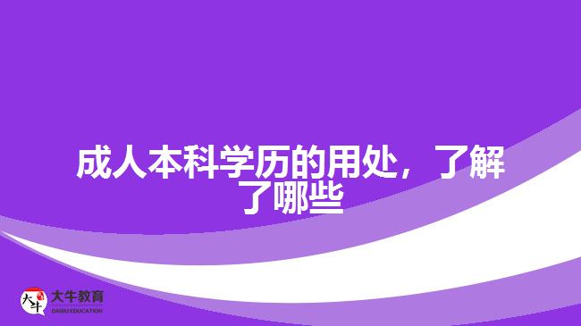 成人本科學(xué)歷的用處，了解了哪些