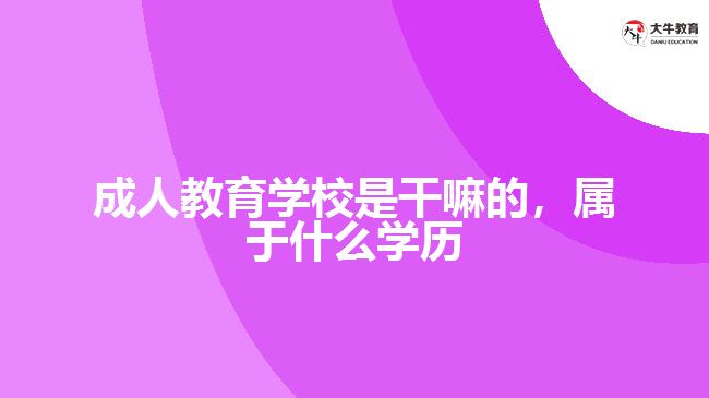 成人教育學(xué)校是干嘛的，屬于什么學(xué)歷