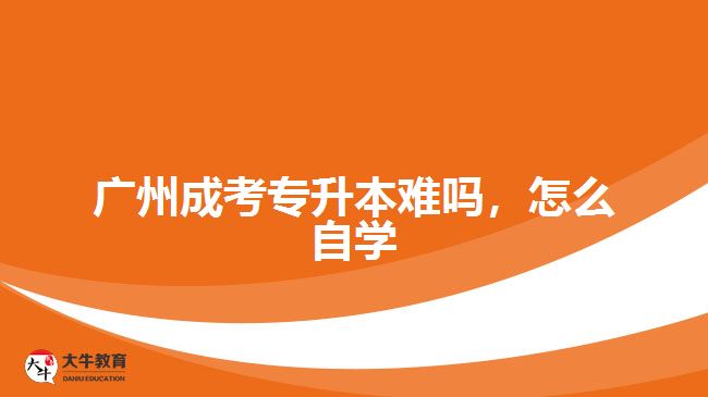 廣州成考專升本難嗎，怎么自學(xué)
