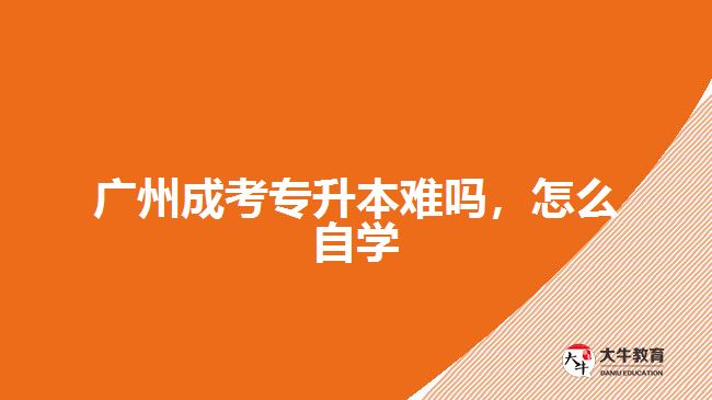 廣州成考專升本難嗎，怎么自學(xué)