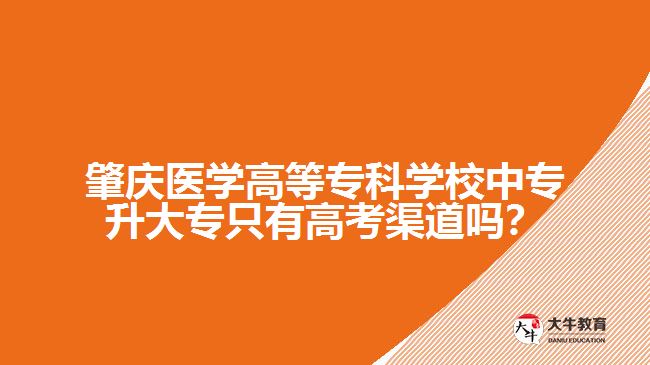 肇慶醫(yī)學(xué)高等?？茖W(xué)校中專升大專只有高考渠道嗎？