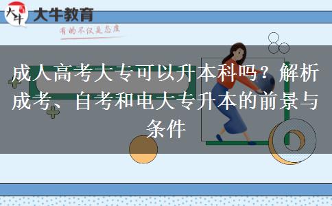 成人高考大?？梢陨究茊幔拷馕龀煽?、自考和電大專升本的前景與條件