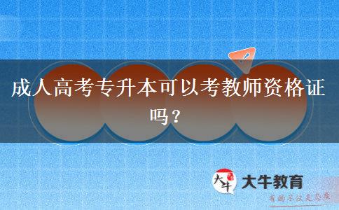 成人高考專升本可以考教師資格證嗎？