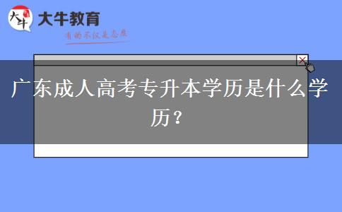 廣東成人高考專升本學歷是什么學歷？