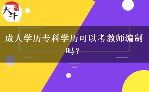 成人學(xué)歷?？茖W(xué)歷可以考教師編制嗎？