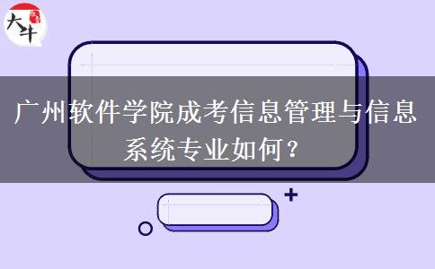 廣州軟件學院成考信息管理與信息系統(tǒng)專業(yè)如何？