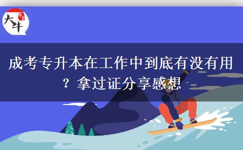 成考專升本在工作中到底有沒有用？拿過證分享感想