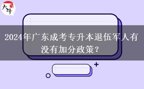 2024年廣東成考專升本退伍軍人有沒有加分政策？