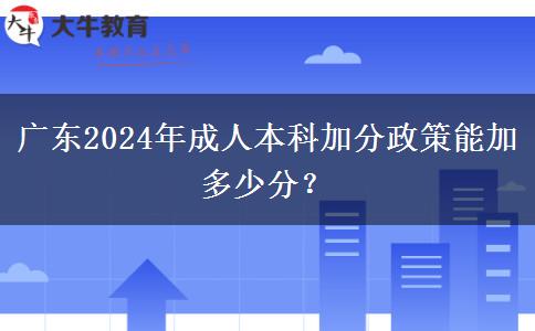 廣東2024年成人本科加分政策能加多少分？