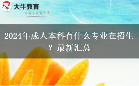 2024年成人本科有什么專業(yè)在招生？最新匯總