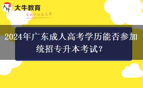 2024年廣東成人高考學(xué)歷能否參加統(tǒng)招專(zhuān)升本考試？