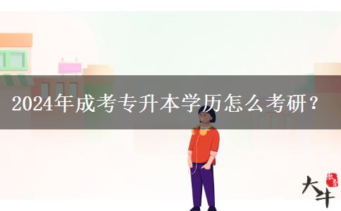 2024年成考專升本學(xué)歷怎么考研？
