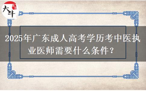 2025年廣東成人高考學歷考中醫(yī)執(zhí)業(yè)醫(yī)師需要什么條件？