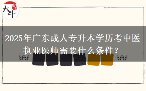 2025年廣東成人專升本學(xué)歷考中醫(yī)執(zhí)業(yè)醫(yī)師需要什么條件？