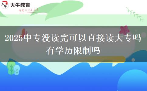 2025中專沒(méi)讀完可以直接讀大專嗎 有學(xué)歷限制嗎