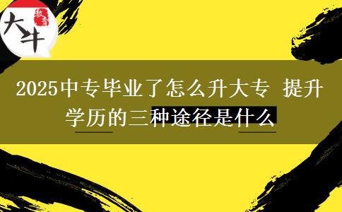 2025中專畢業(yè)了怎么升大專 提升學(xué)歷的三種途徑是什么