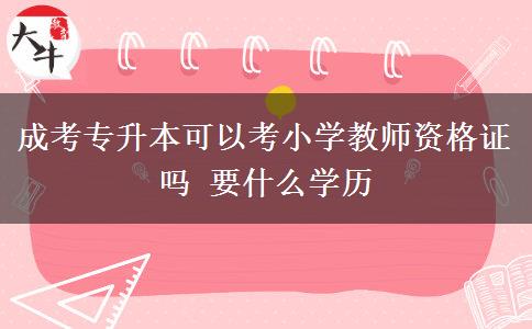 成考專(zhuān)升本可以考小學(xué)教師資格證嗎 要什么學(xué)歷