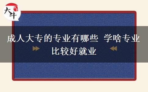成人大專的專業(yè)有哪些 學啥專業(yè)比較好就業(yè)