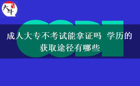 成人大專不考試能拿證嗎 學(xué)歷的獲取途徑有哪些