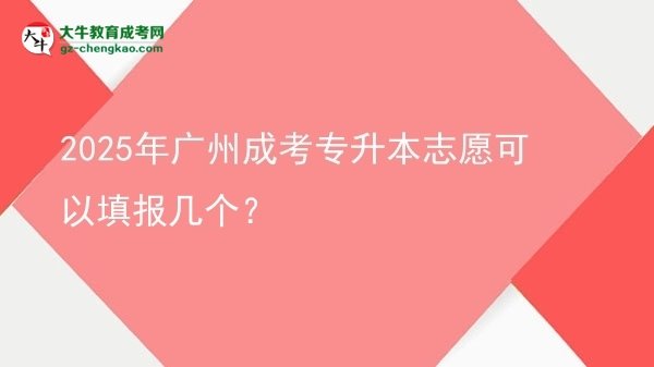 【答疑】2025年廣州成考專升本志愿可以填報(bào)幾個(gè)？